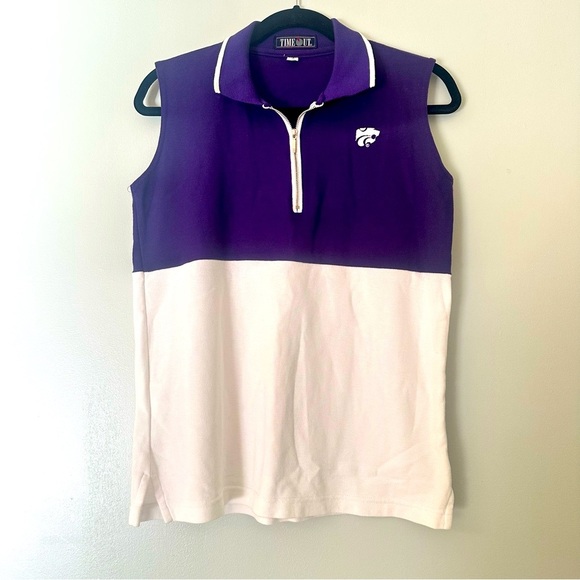 Women’s K State Quarter Zip 100% Cotton Sweater Vest Made in USA Size Small 6-8 - Picture 1 of 9